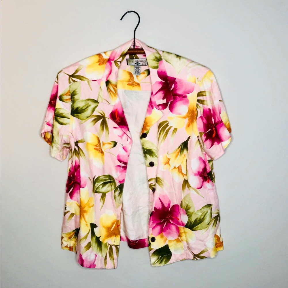 Vintage Retro 90’s Hawaiian Button Up Popover - Picture 2 of 2